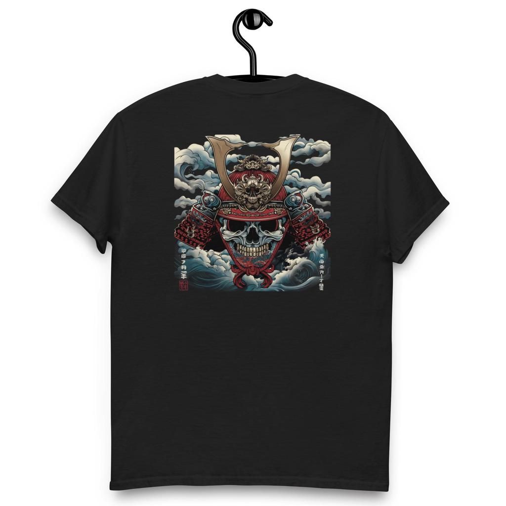 Samurai Skull T Shirt Kabuto Helmet Japanese Warrior Tee Samurai Skull With Waves Shirt Japanese Tattoo Graphic Tee | Gothic Top