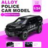 1:24 Scale Rezvani Vengeance Prado LC250 Police Car Model Toy Doors Opened Alloy Diecast Cars Pull Back Models Hobby Ornaments