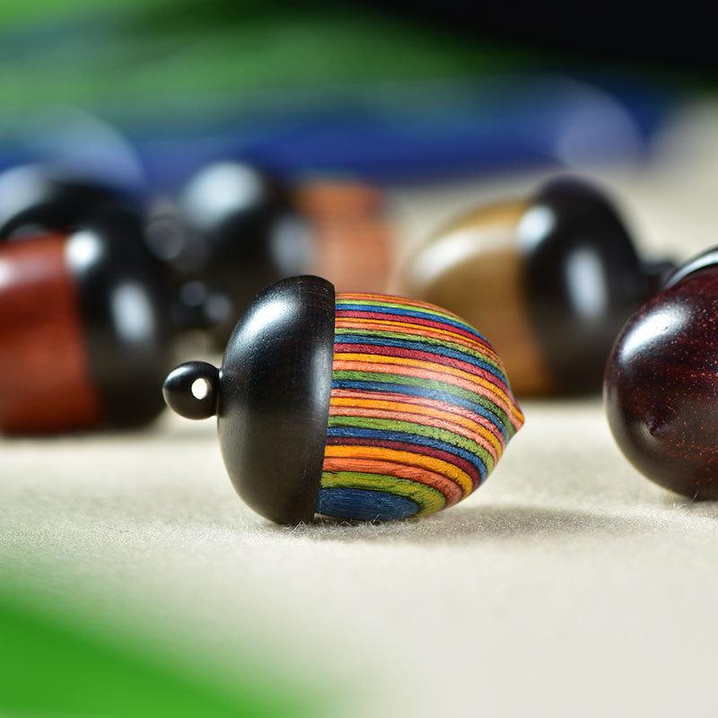 Ebony Rosewood Acorn Color-Block Wooden Ornament Pendant