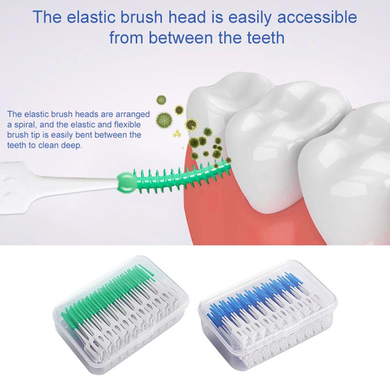 200Pcs Interdental Brushes Silicone Toothpicks Teeth Floss Oral Hygiene Teeth Cleaning Bristle Clean Between Teeth Toothbrush