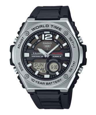 Reloj analógico digital estándar de cuarzo con correa de resina y esfera negra MWQ-100-1AV 100M para hombre