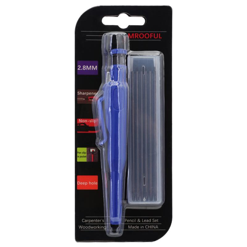 

2.8 Mm Carpenter S Pencil Set With Protective Cover And Sharpener 2B Leads Woodworking Tools Carpenter Engineers Supplies синій