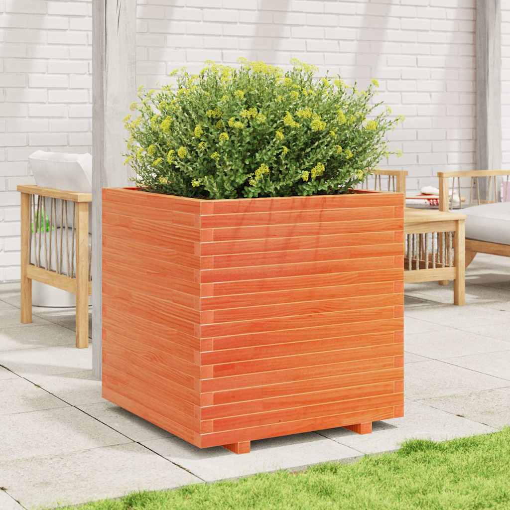 Plant Pot Wax Brown 70 X 70 X 72.5 Cm Solid Pine Wood