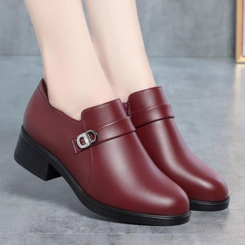 Shoes Deep mouth single shoes women's shoes autumn new mid-soft sole non-slip comfortable work leather shoes