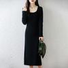 Women Sweater Dress 100% Wool TIDENOVEL U-neck Knit Long Pullover Winter Jumpers Wool Long Dress Female