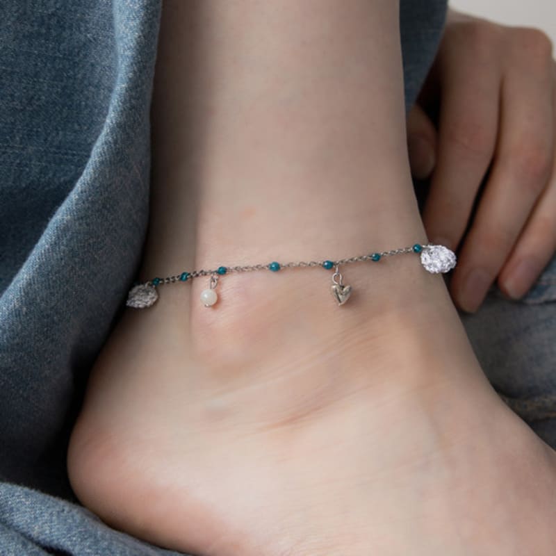 

MERRYMOTIVE Gypsy mood blue pearl chain anklet Free