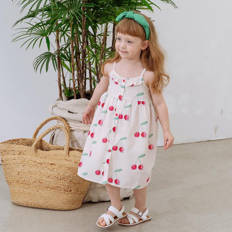 Summer 2025 Trendy Cartoon Print Girls Short Sleeve Dress - In Stock 120 cm