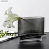 Simple Transparent Glass Striped Vase Bedroom Flower Arrangement Container Household Hydroponic Vase Wedding Art Home Decoration