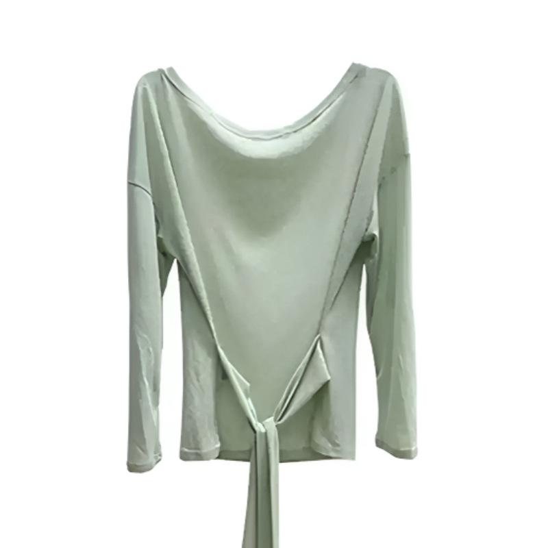 Sexy Thin See-through Long-sleeved Oversized T-shirt Women's Bandage Off The Shoulder Top Women's Basic Long T-shirt
