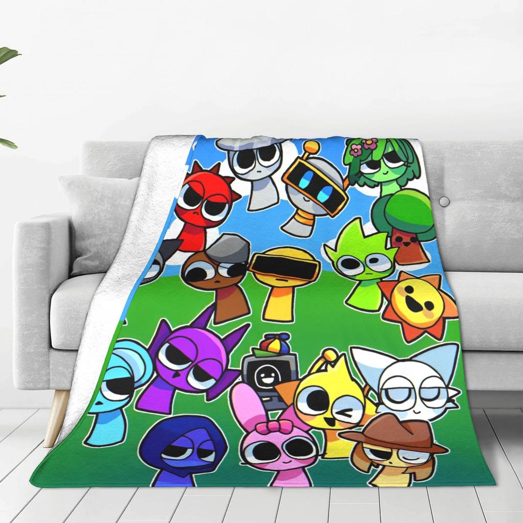 Incredibox Sprunki Game Blanket Fleece Spring/Autumn  Portable Warm Throw Blanket for Home Outdoor Plush Thin Quilt