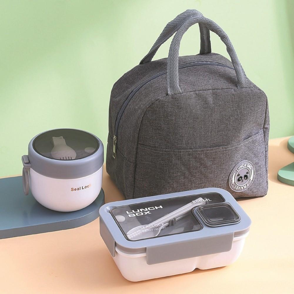 Leakproof Insulated Lunch Bag Divided Microwave Oven Lunch Box School Lunch Box Bag  Student белый