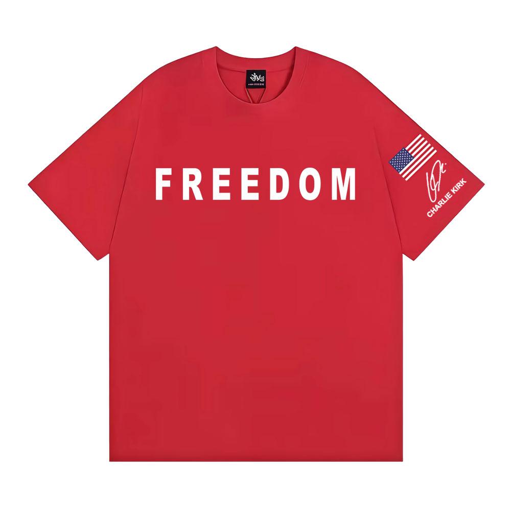 

Justice for Charlie Kirk Freedom Signature Print T Shirts Unisex WOMEN Fashion Hip Hop Vintage Tshirt Summer Casual Cotton T Shirt S