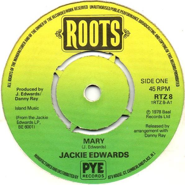 

7inch Record JACKIE EDWARDS - Mary / I m In The Mood For Love RTZ8 Roots 1978 UK Reggae, Ska & Dub Used