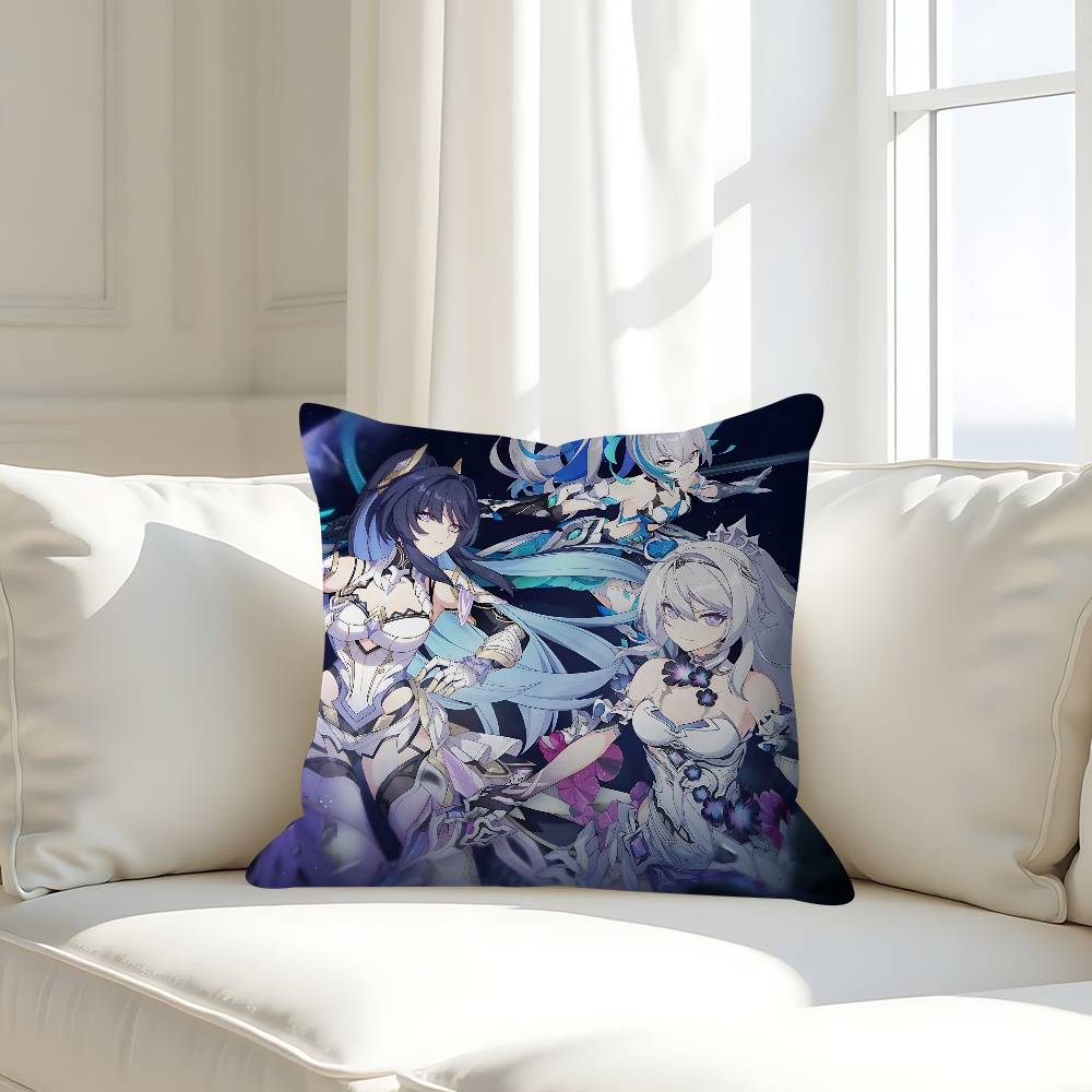 H-HONKAI IMPACTs Kissenbezug Abnehmbarer Waschbarer Kissenbezug – Ganzjährige Weiche Leinen