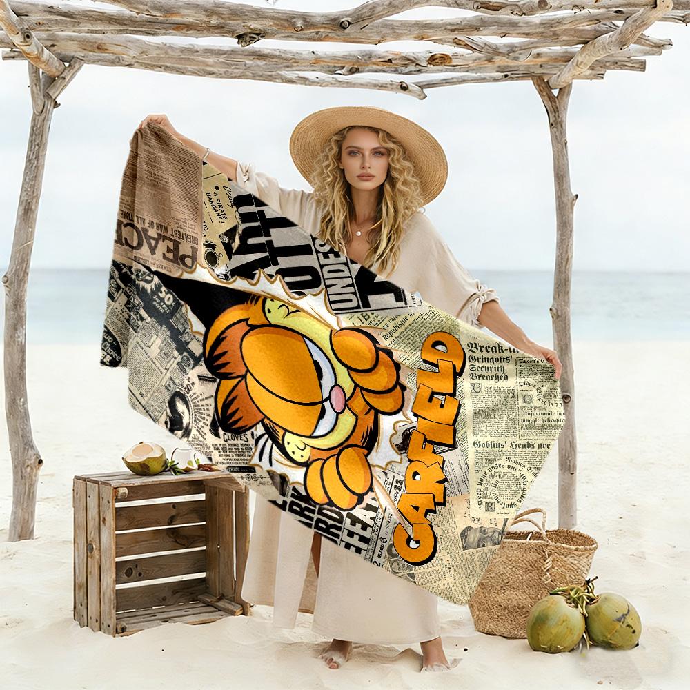 Garfield Through Beach Towel High Absorbency & Quick-Dry Comfortable Lightweight Suitable for Sports, Travel, Swimming, Yoga