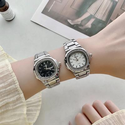 Stylish Ladies' Square Fashion Wristwatch with Alloy Steel Band