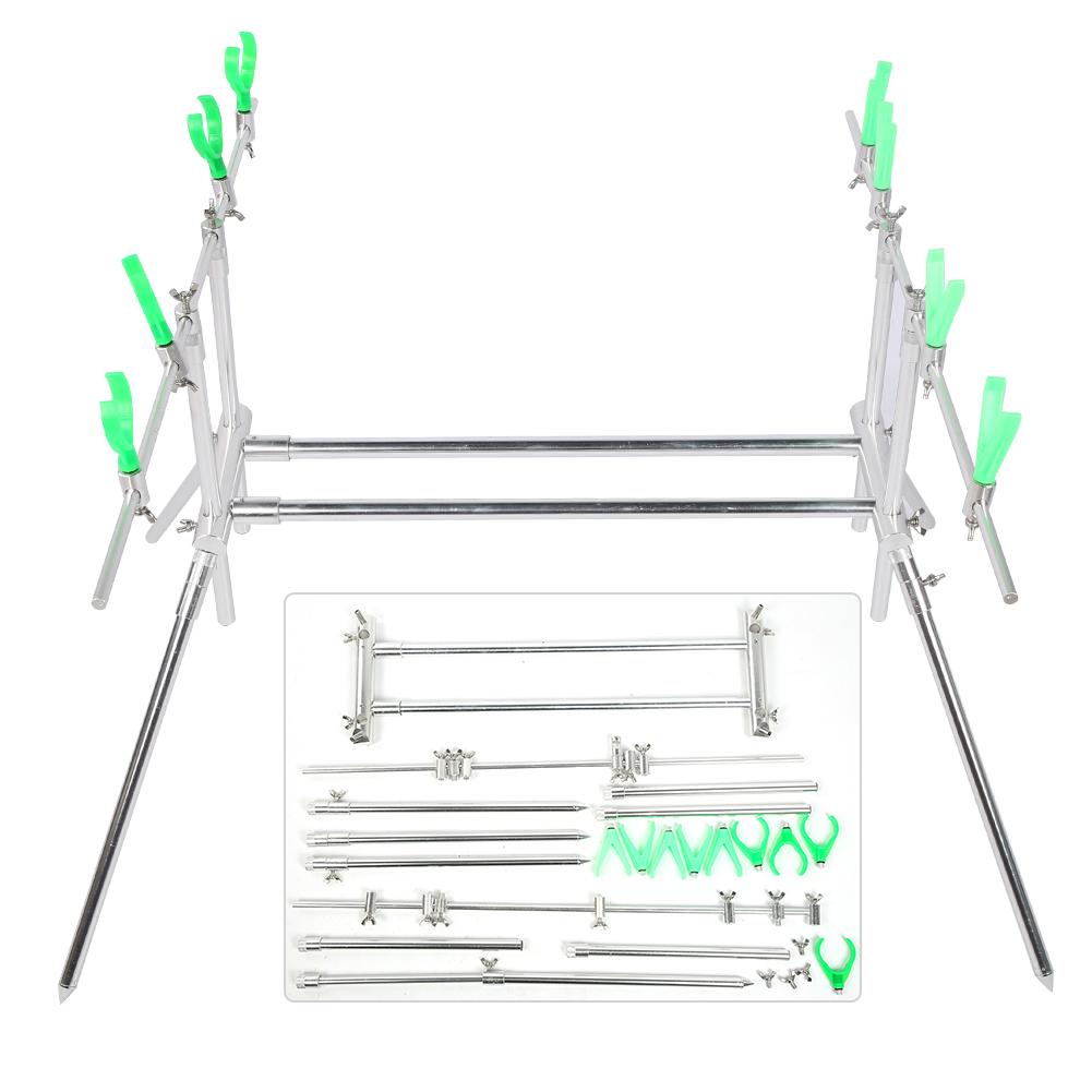 5 Head Aluminum Alloy Fishing Rod Holder Bracket Bite Alarm Telescopic Fish Frame Accessories