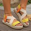 Fashion Large Size Hemp Rope Bottom Elastic Sleeve Casual Sandals for Women 2024 New Cross Shaped Roman Sandals