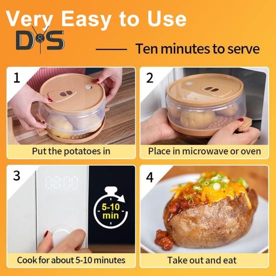 Napařovač brambor do mikrovlnné trouby pro kuchaře Křehké nadýchané brambory Bez BPA Slanina Bramborové konzervy Rovnoměrně uvařené bramborové hrnce Všestranný vařič brambor na pečení
