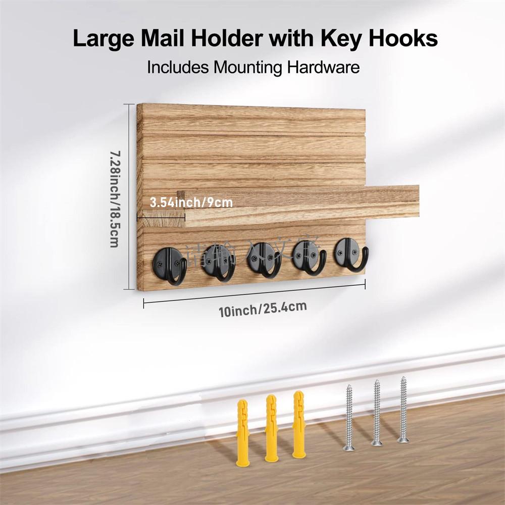 Držák na klíče a poštu Home Decor Dřevěný nástěnný organizér s 5 háčky a policí na tašky Vodítko pro psa Nástěnná dekorace do obývacího pokoje