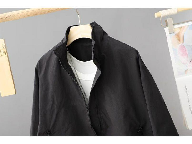 Women's High Collar Spring & Autumn Windbreaker: Lightweight, Solid Color, Short Cardigan - Fashionable Belly-Covering Jacket for 2025.