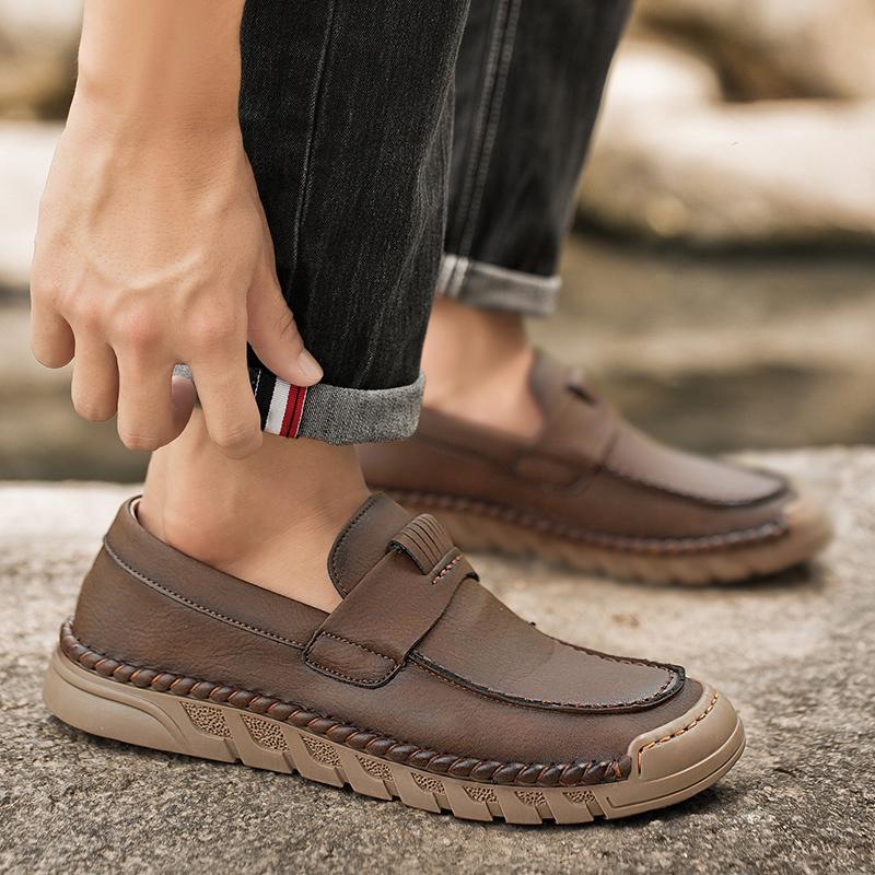 38-46 Handgefertigte Leder Herrenschuhe Lässige Spaltleder Schuhe Herren Slipper Komfortable Laufschuhe Fahrschuhe Mokassins Herren Flache Schuhe
