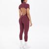 New Tight Fitting Backless Hollow Short Sleeved Pants Jumpsuit, Sports Running Fitness Jumpsuit, Yoga Suit