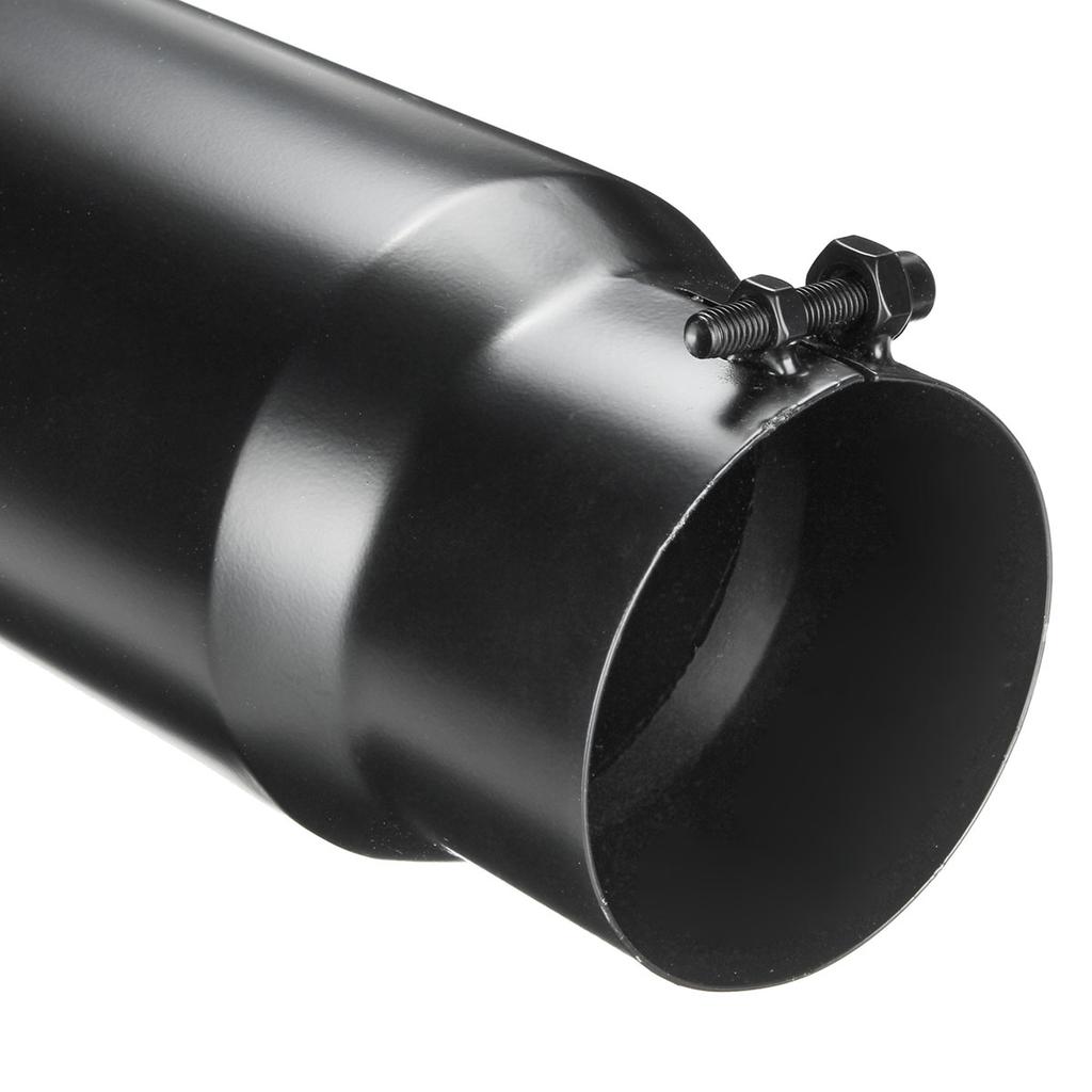 4" Inlet 5" Outlet 12" Long Angle Cut Rolled Bolt-On Exhaust Tip Tail Pipe Black