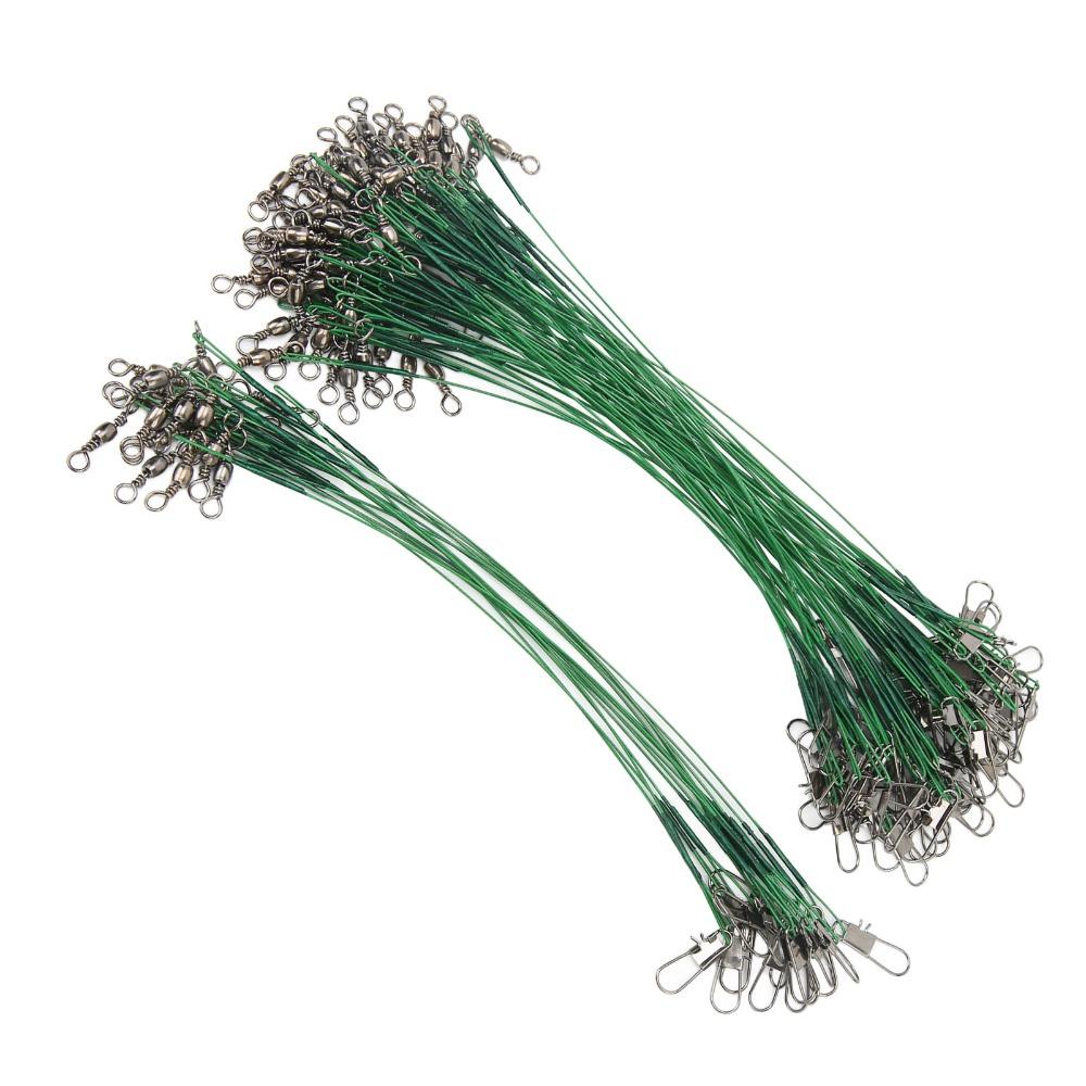 100PCS Steel Fishing Wire Leaders with Swivels Leader Wire Wire Leaders Fishing Accessories