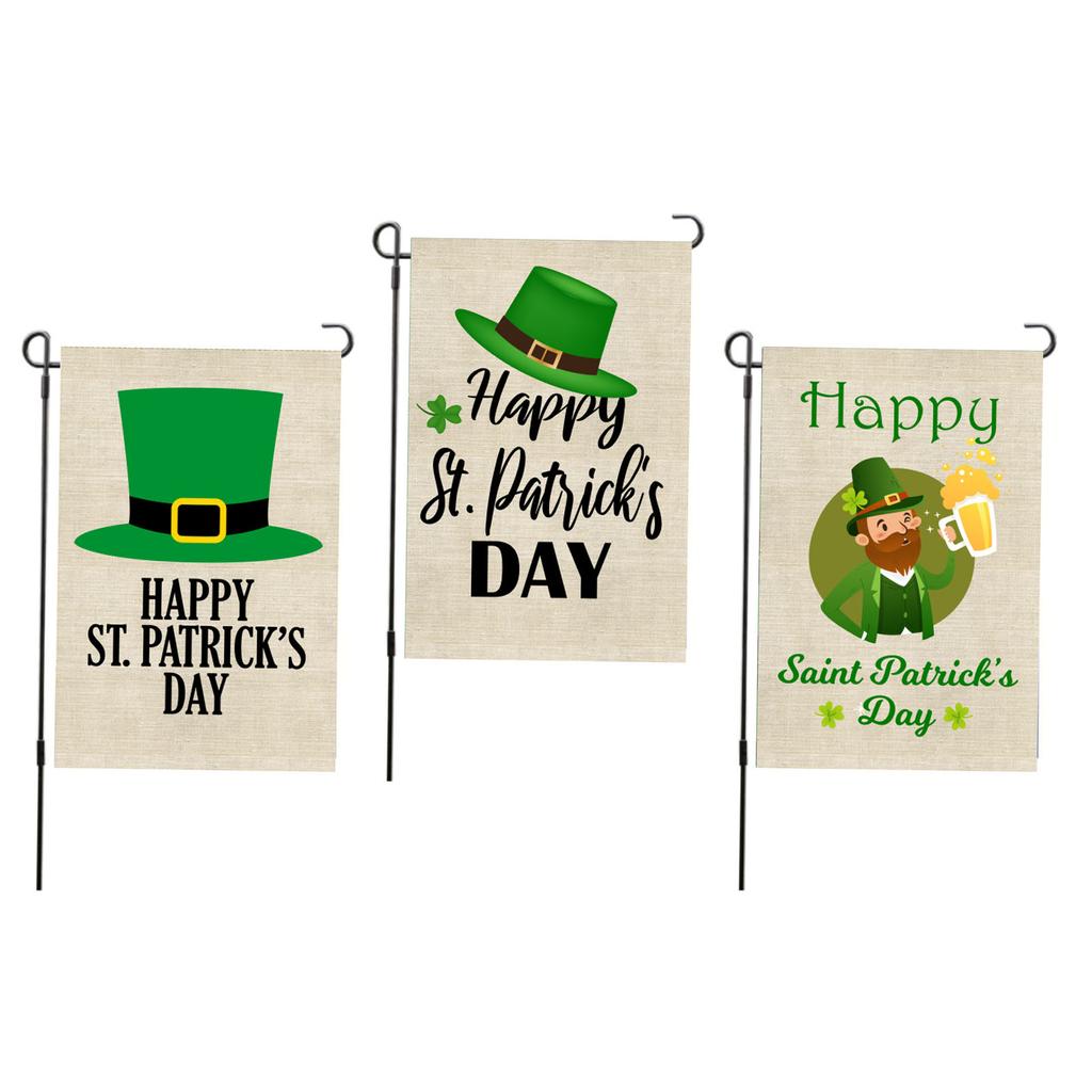 St Patricks Day Flag Double Sided Decorative Fade Resistant Garden Leaf Flag for Lawn Courtyard Part