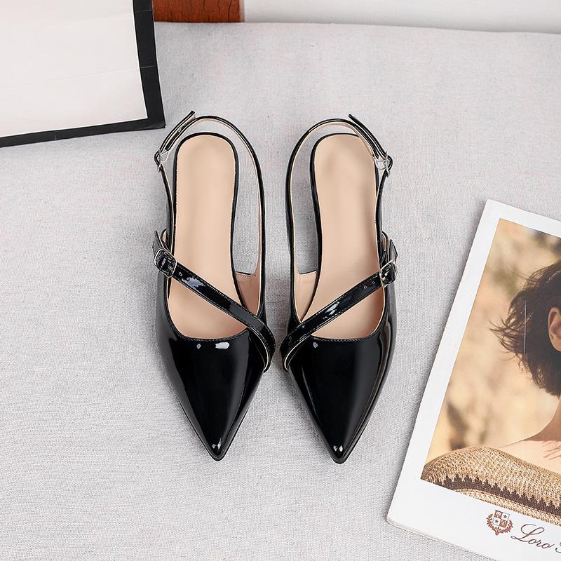 Low Kitten Heels for Women Slingback Dressy Pumps Pointed Closed Toe Ankle Strap Wedding Pumps Women's Summer Comfortable Slip on Low Heeled Shoes