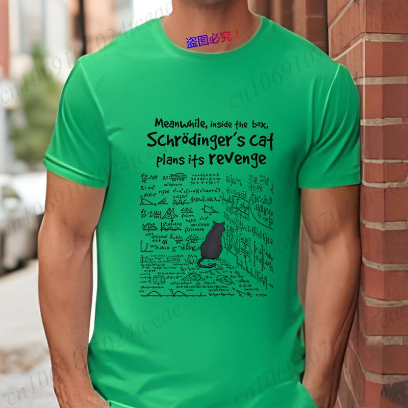 S-schrödinger's Cat Men T-shirts Funny Math Formula Tshirt Vengeance Cat Male Clothes Short Sleeve Tops Fashion Graphic Shirt