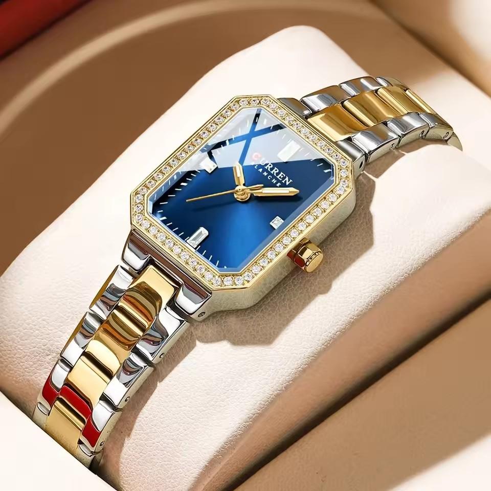 Curren 9102 Luxury Diamond Women's Quartz Watch Luminous Ladies Wristwatch Stainless Steel Ice Diamond Bracelet Casual Clock