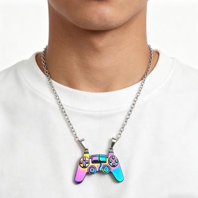 Collar Colgante de Gamepad Magnético Colorido con Diseño Geométrico de Moda, Conjunto de Joyería Combinable a Juego para Pareja