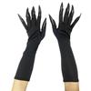 Halloween 40cm Guanti Artigli Spaventosi Unghie Lunghe Accessorio Costume Cosplay 1 Paio Strega Vampiro Demone Mani Elastiche Artiglio Rosso Nero