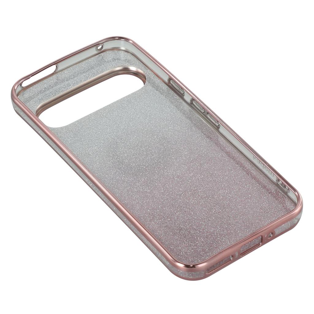 KADEM For Google Pixel 9 Pro Glitter Phone Case Flower Pattern Gradient TPU Cover with Lanyard
