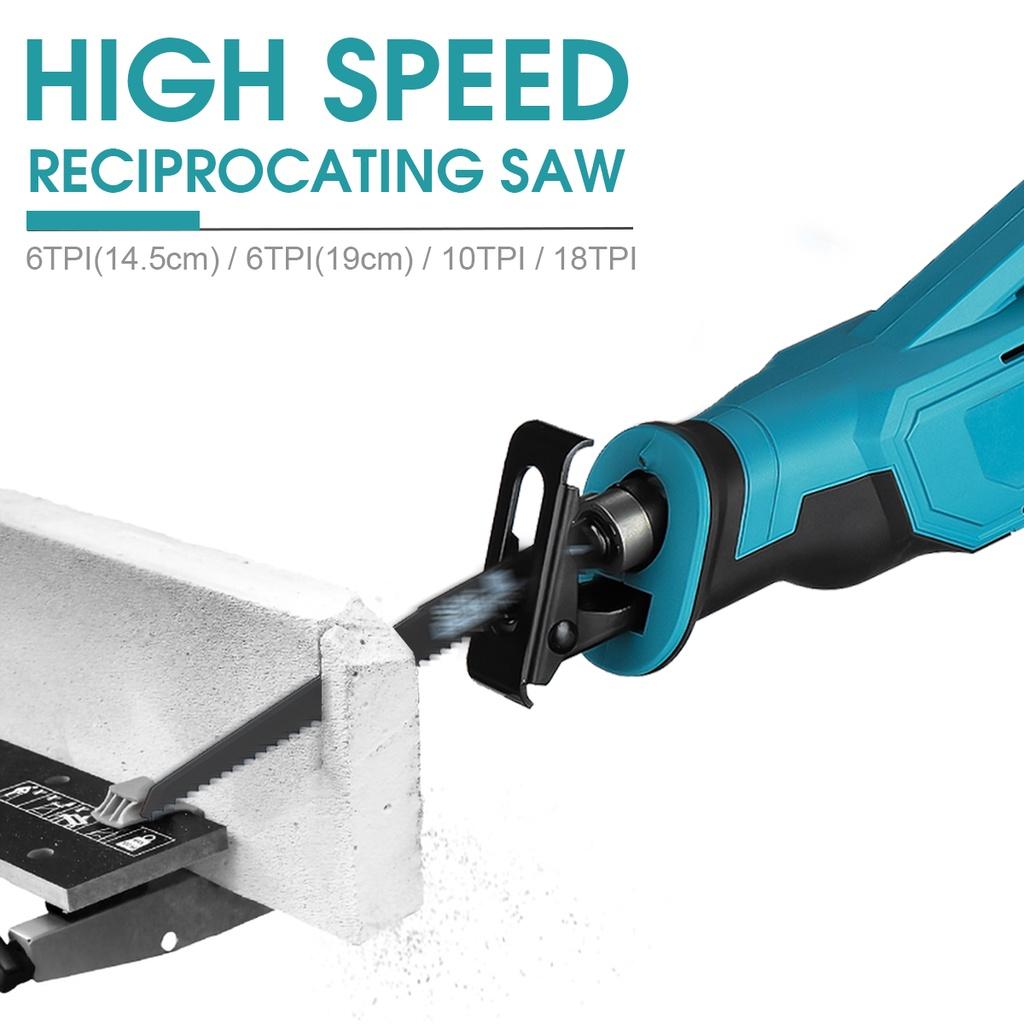 1500W 388VF Wood Metal Cutting Tool For 18V Battery Electric Cordless Reciprocating Saw with 4 Blades Saber Saw