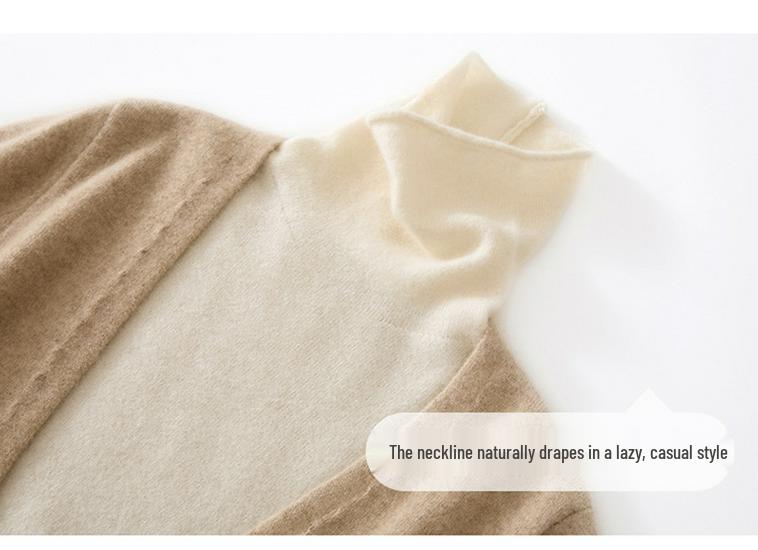 Women's French Style Cashmere Sweater with Layered Collar - Soft, Loose, and Versatile Knit Cardigan