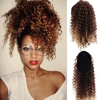 Synthetic Ponytail Wig African American Spring Curly Black Hair Drawstring Puffy Tail Instant Noodle Roll