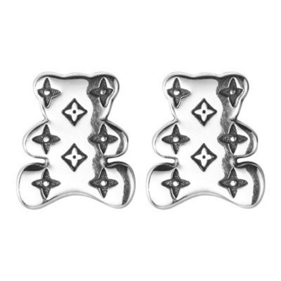 Bear Stud Earrings for Women's Year New Retro Cute Childlike Earrings Modify Face Shape Fashionable Ancient Flowers