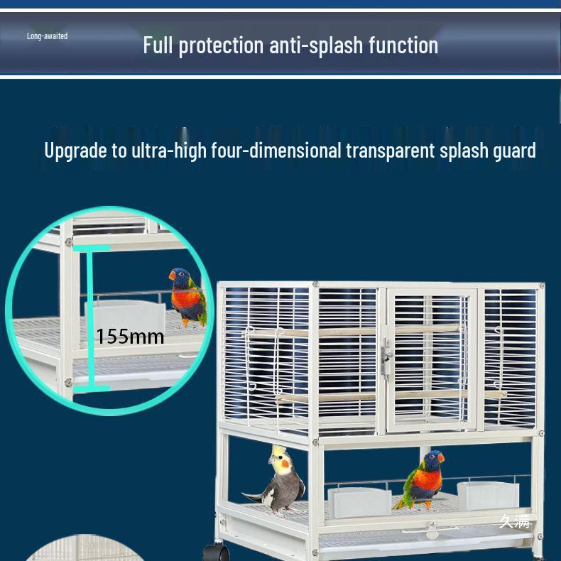 Monk & Cockatiel Double-Layer Extra-Large Budgie Villa Cage with Anti-Splatter Design