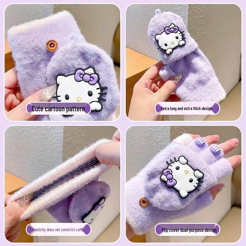Hello Kitty Winddichte Winterhandschuhe für Jungen & Mädchen - Warmes Fünf-Finger-Design für Schulkinder