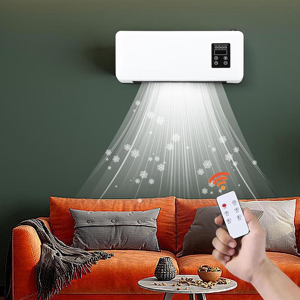 Remote Control Electric Cooling Heating Machine Mini Air Conditioner Quiet Energy-Efficient Wall Space Heaters for Living Room
