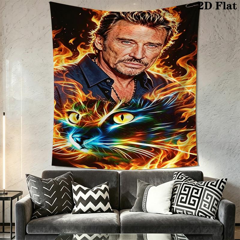 Johnny Hallyday Rock Legend Remembered Tapestry Background Cloth Fashion Print Christmas Gift Work Of Art Background Wall Hanging Cloth