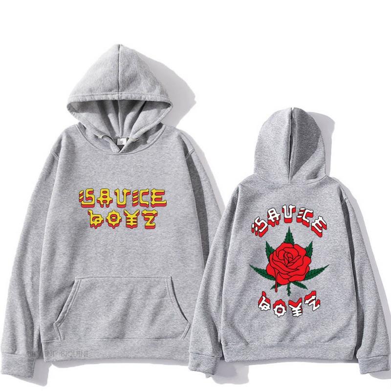 Amazon Cross-border American Rapper Rose Print Trend Hoodie Loose Sweater