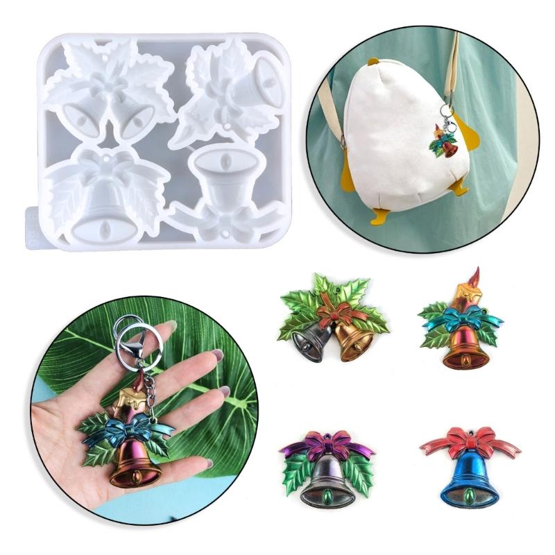 Christmas Combination Bells Keychain Mould Crystal Epoxy Silicone Pendant Mould
