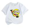 Cartoon Funny Yellow Round Face Character Print Kids 100% Cotton T-Shirt Boys Girls Crew Neck Short Sleeve Casual Lightweight Tee for Daily Wear Outdo
