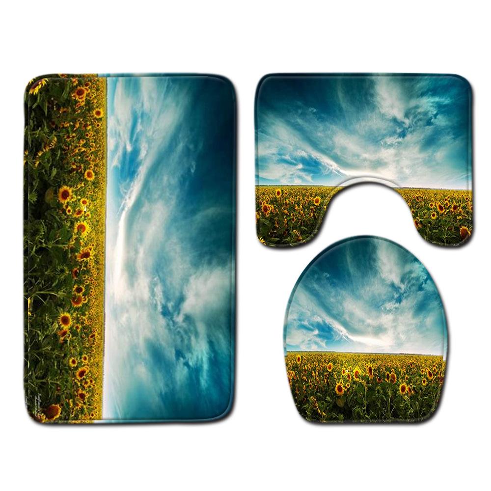 Landscape Bathroom Floor Mat Toilet Three-Piece Set