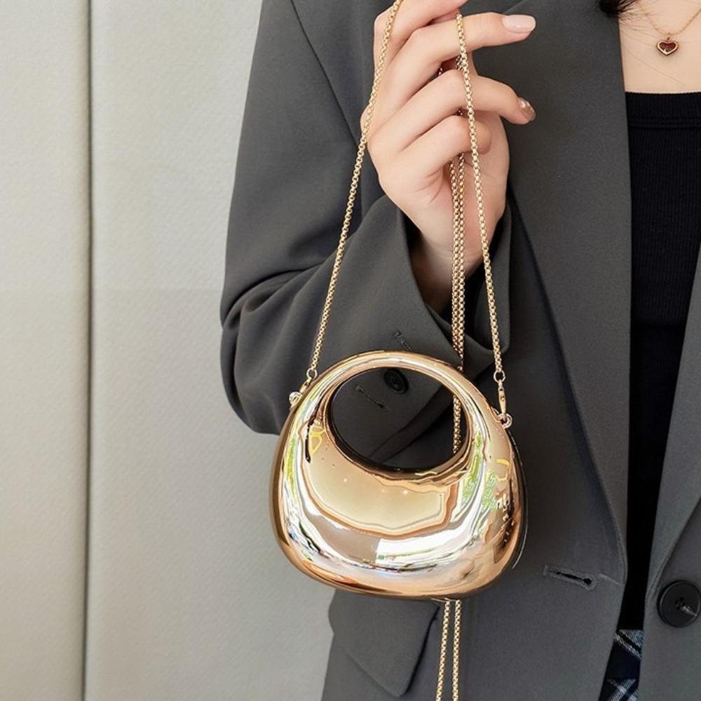 Women's Crossbody Bag PVC Metallic Luster Half Moon Party Banquet Women's Bag Luxury Handbag Bolso De Mujer