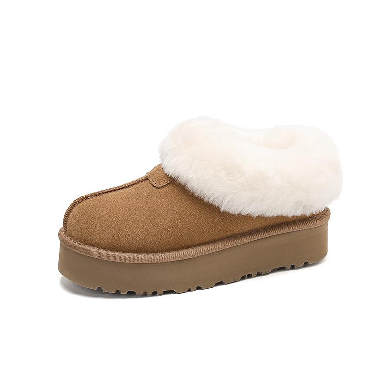 Snow boots women's Tazi special fur integrated shallow mouth snow cotton flat-soled wool velvet warm cotton shoes winter